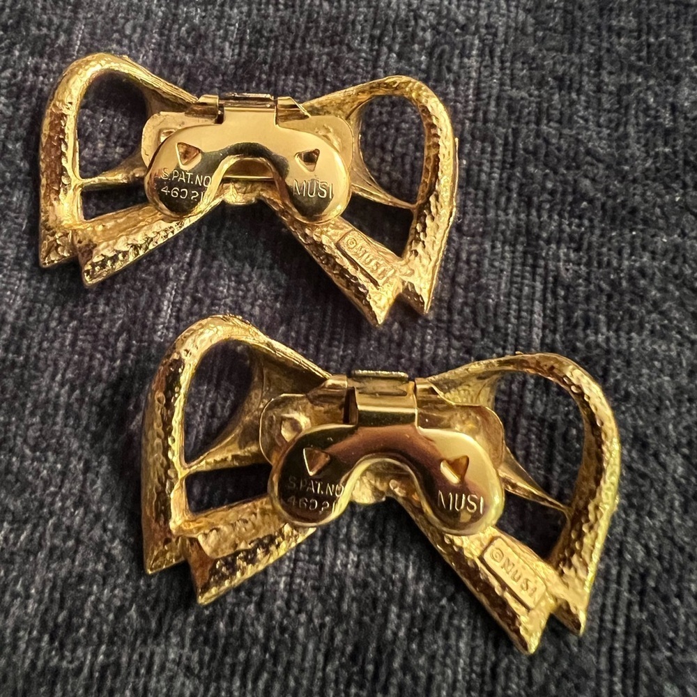 Vintage MUSI Bow Shoe Clips Goldtone - Picture 6 of 8